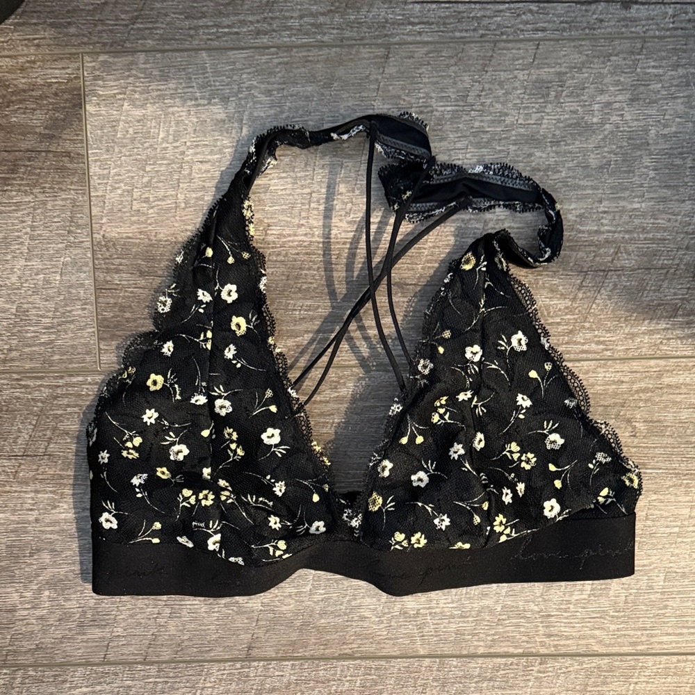 Victoria's Secret Black Floral Lace Bralette